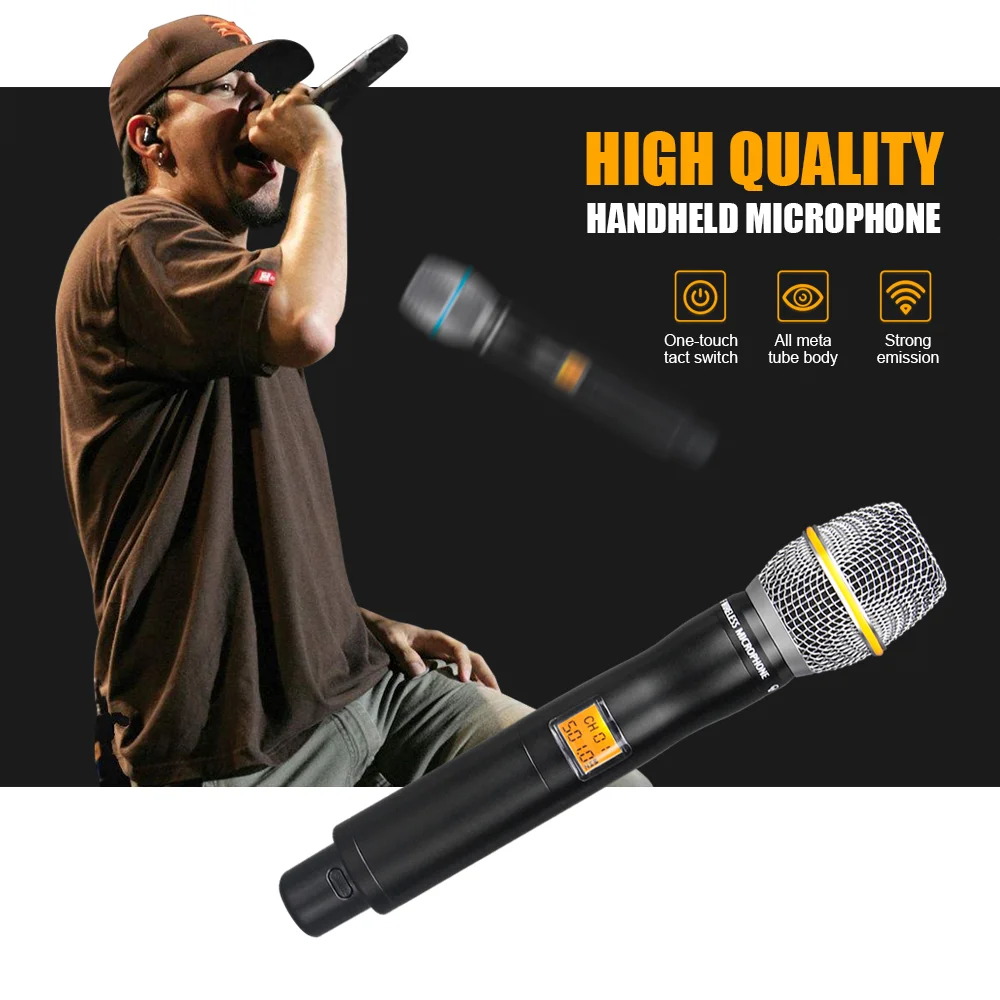 Profissional UHF microfone sem fio portátil para karaoke 