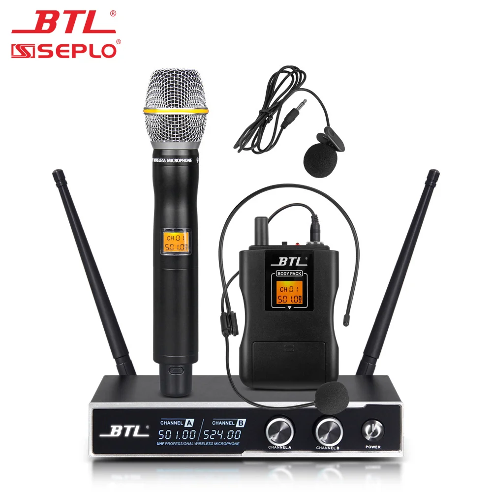 Profissional UHF microfone sem fio portátil para karaoke 